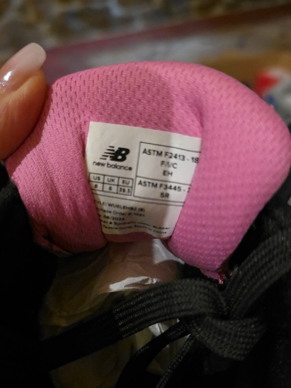 Work.ASTM Steel Toe New Balance Black Sneakers with Pink Logo Accent. New. - Picture 6 of 6